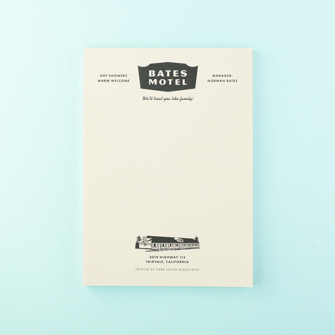 Herb Lester Bates Motel Psycho Fictional Hotel Notepad Set of 3 or Single 