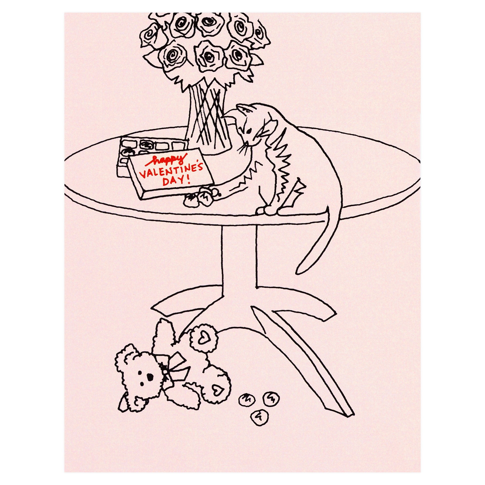 La Familia Green Rude Cat Valentine's Day Card