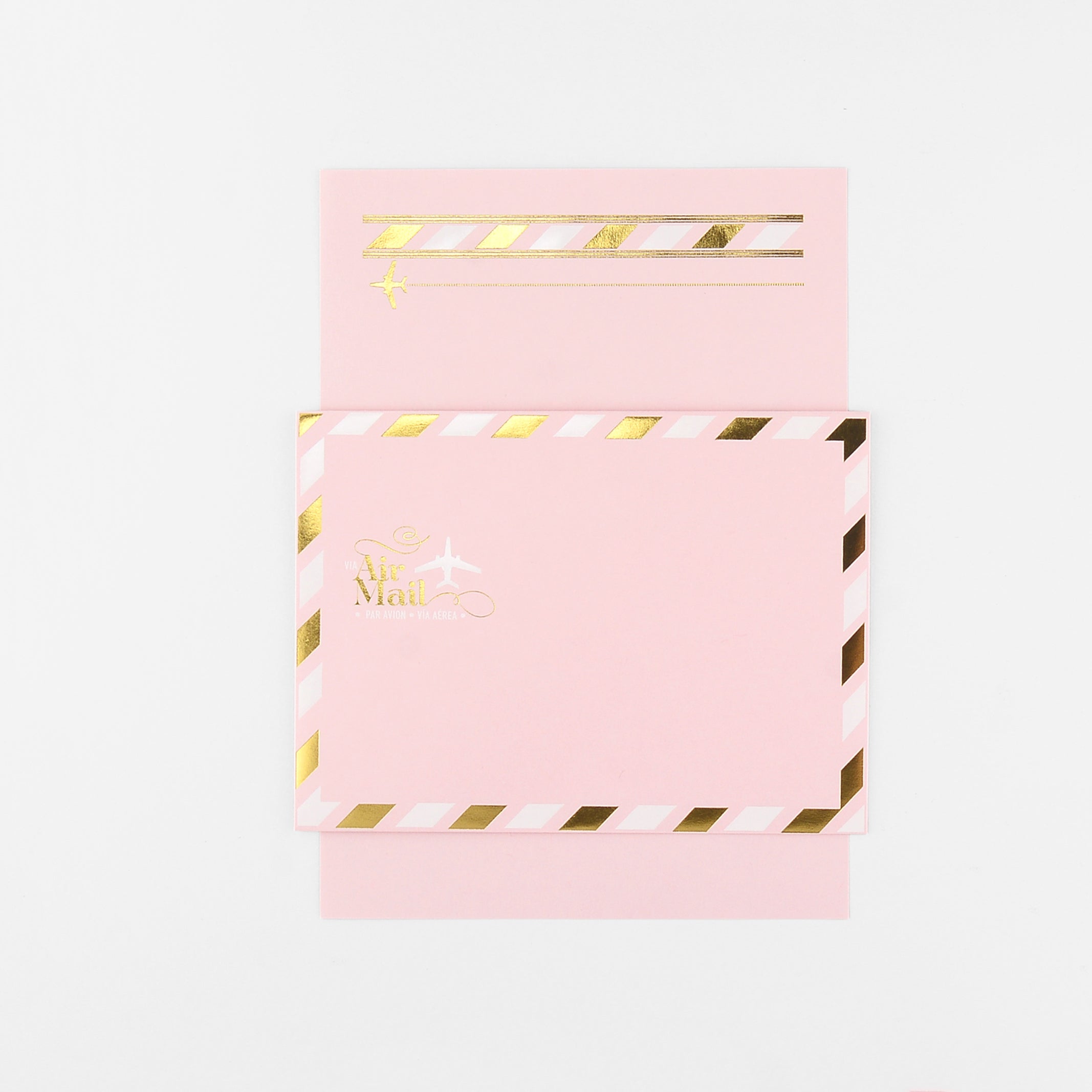 LA Paper Lover Airmail Metallic Gold + White On Pink