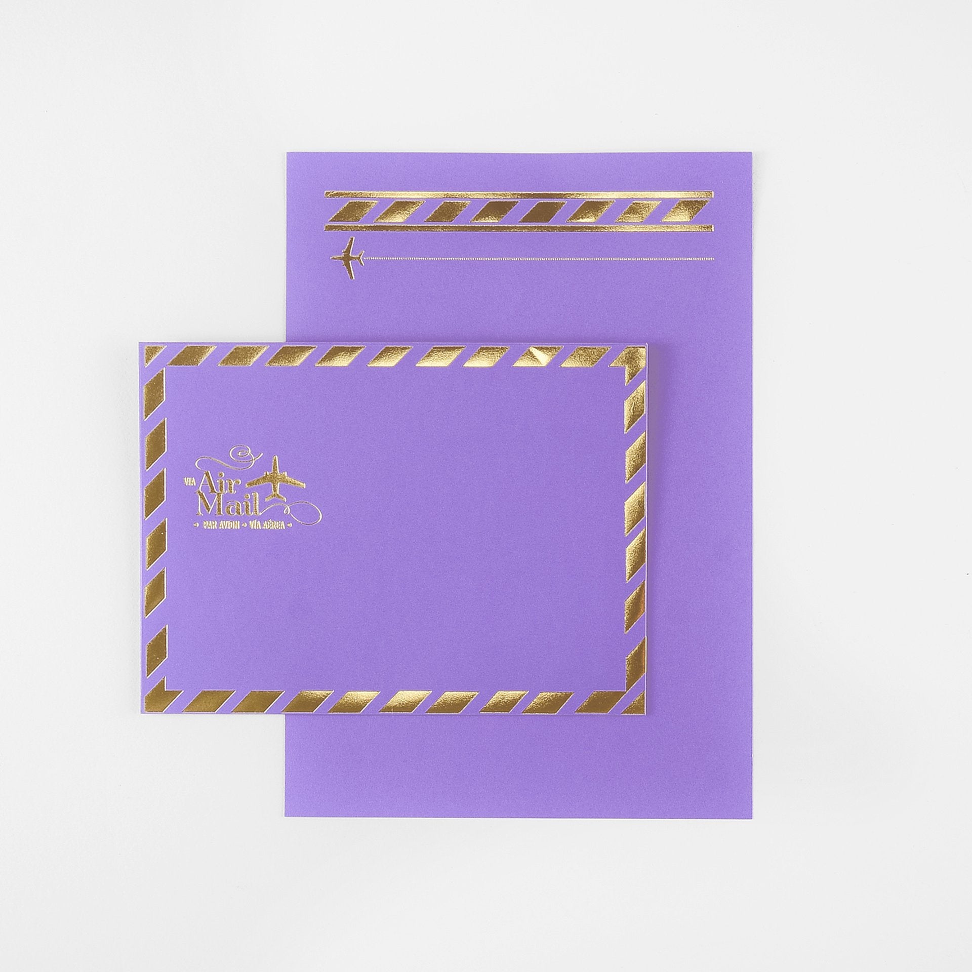 LA Paper Lover Airmail Metallic Gold on Purple
