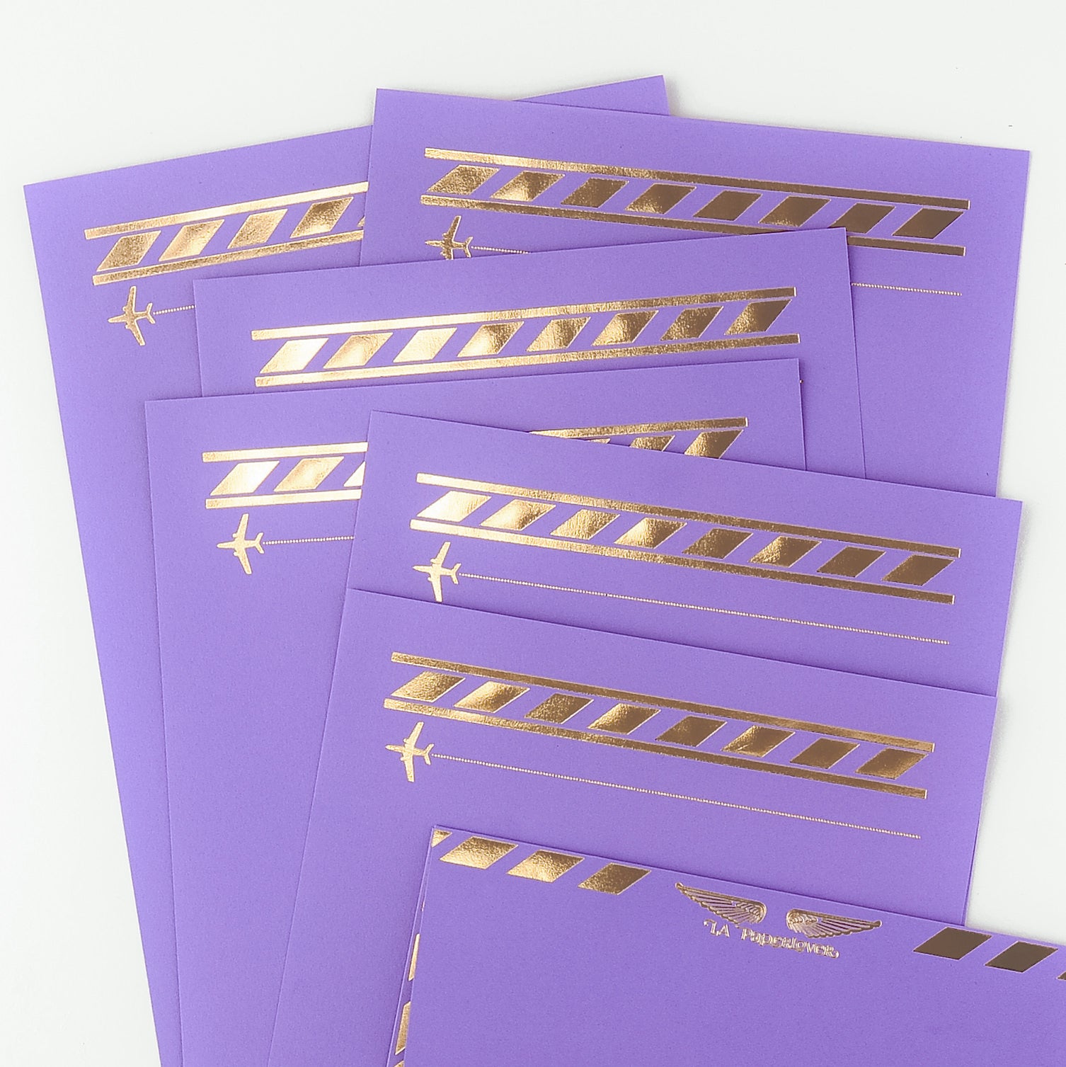 LA Paper Lover Airmail Metallic Gold on Purple
