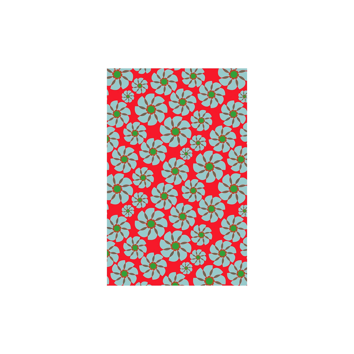 Shunkoen Mamimu Japanese Classic Motifs Mini Memo Notebook | Six Designs Blue Flowers on Red