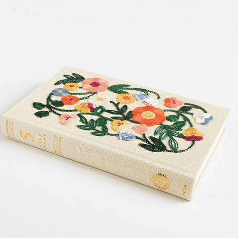 Midori 5 Year Diary Embroidered Floral 