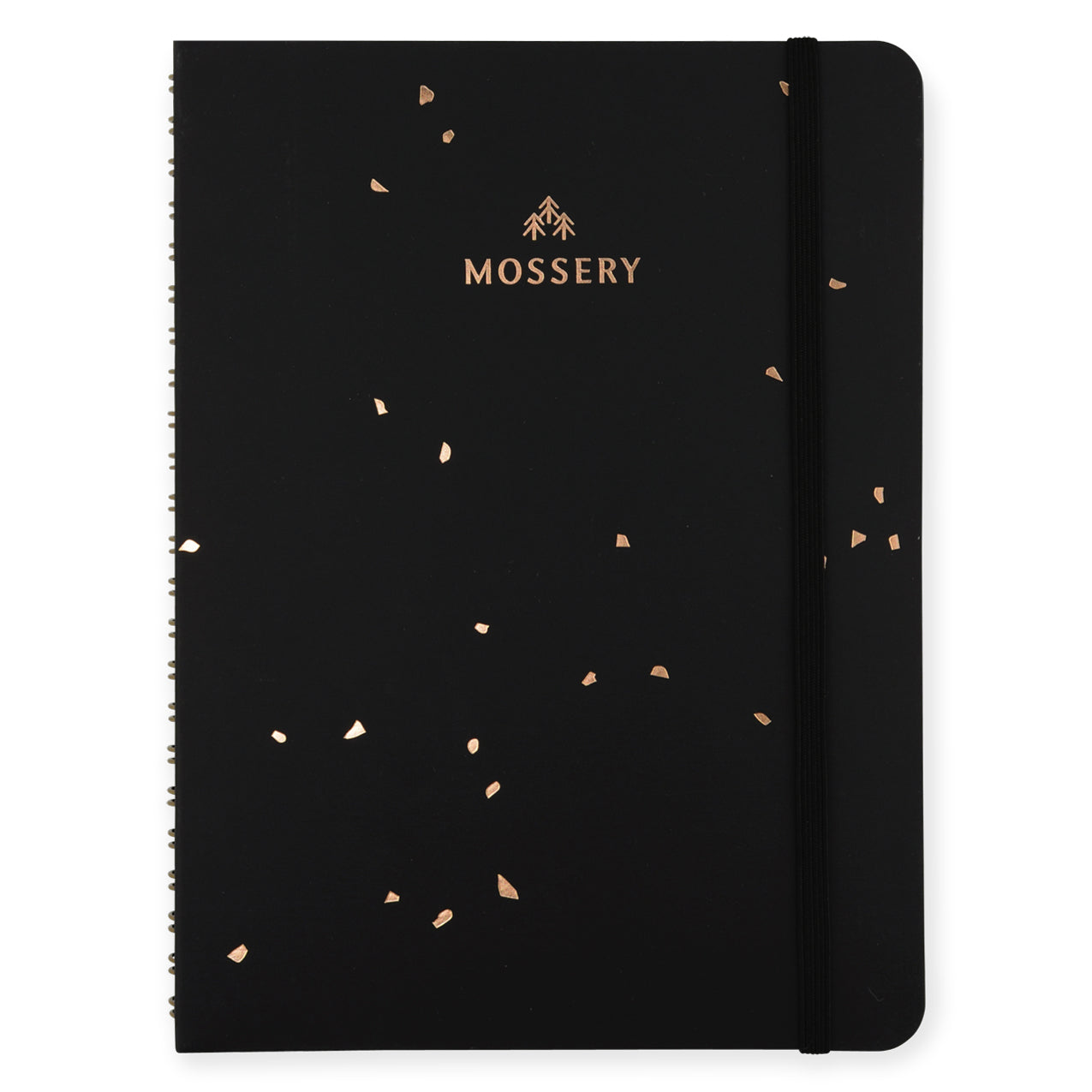 Mossery Wirebound Notebook Black Gold Speckle Ruled