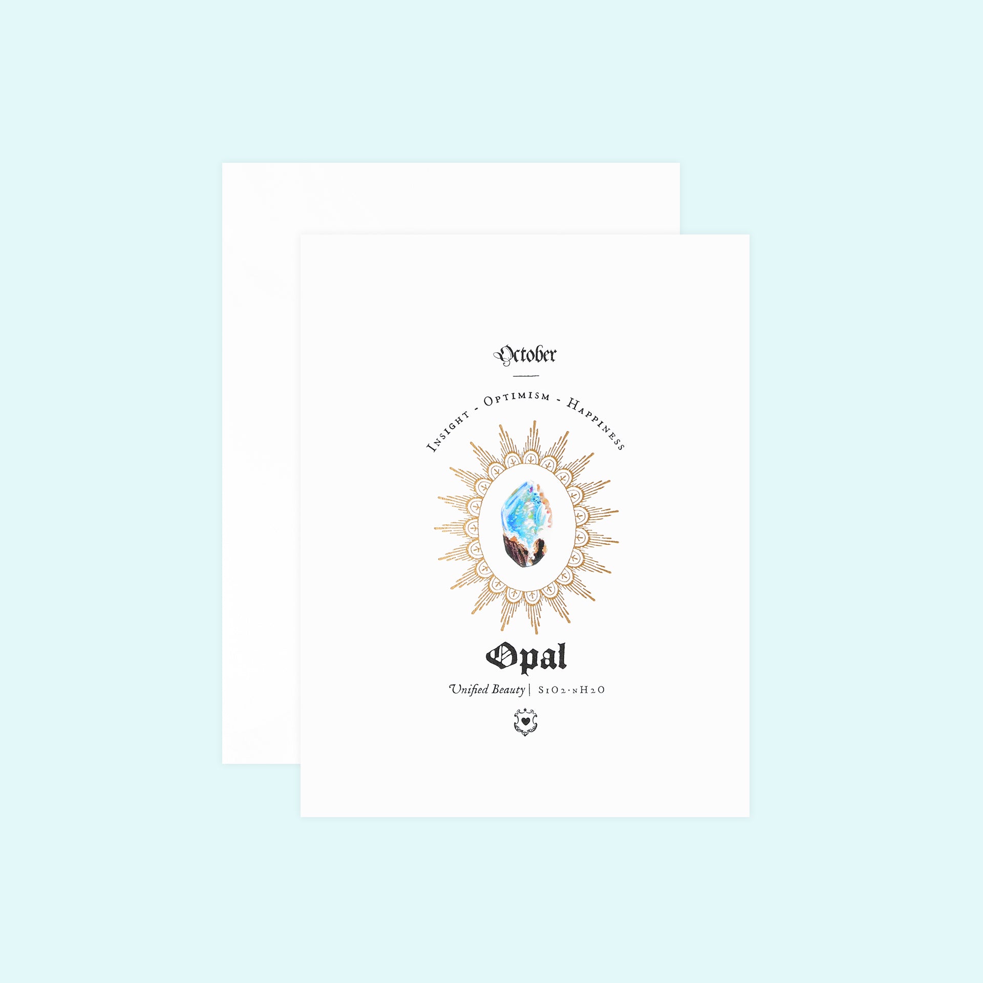 Open Sea October Opal Birthstone Birthday Card