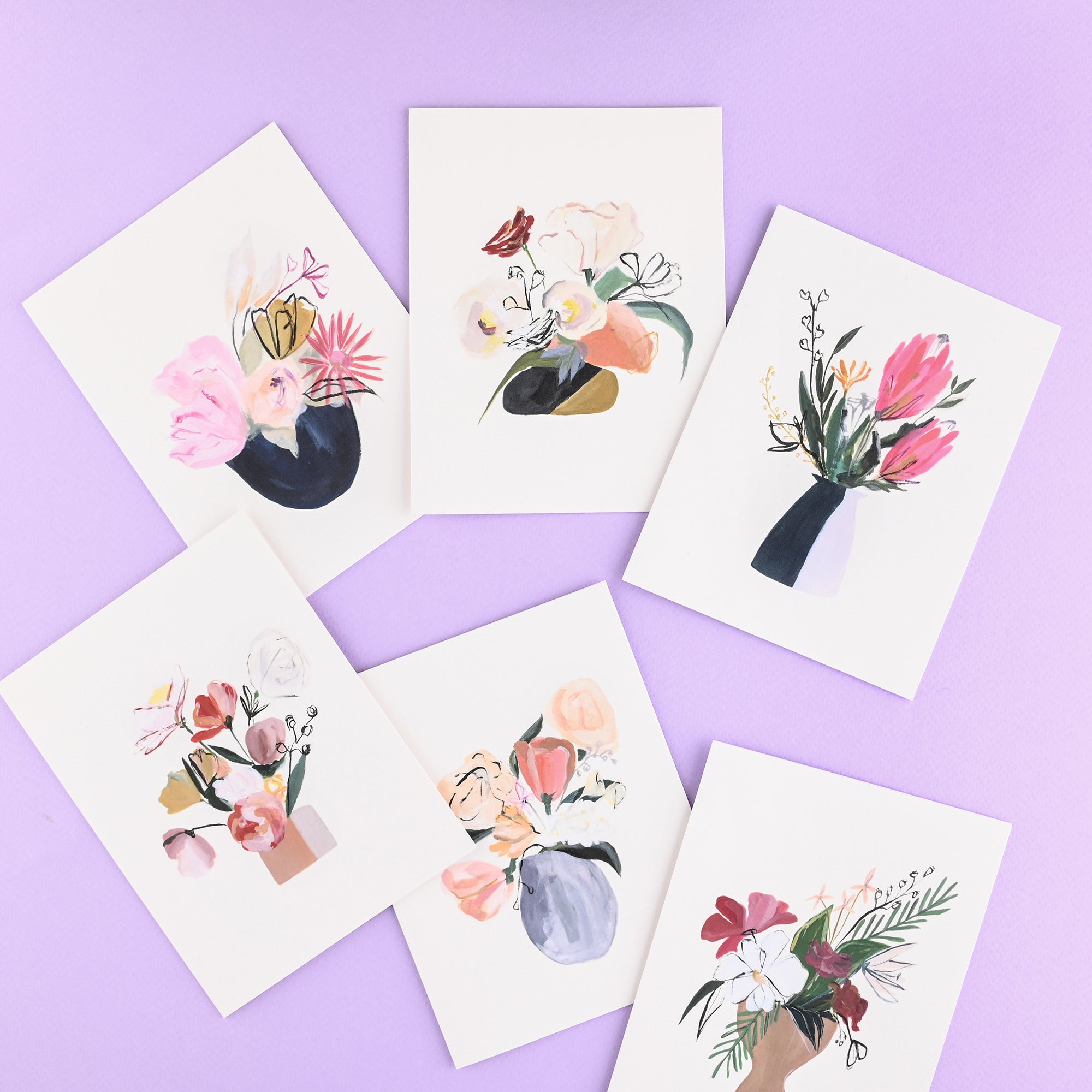 Our Heiday Bouquet Series Assorted Folded Note Cards Boxed