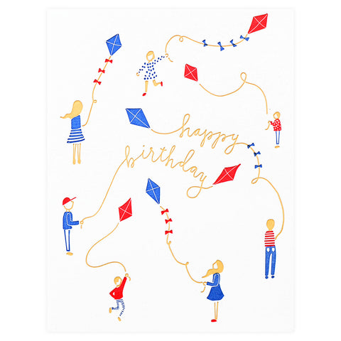 Printerette Press Kites Birthday Card 