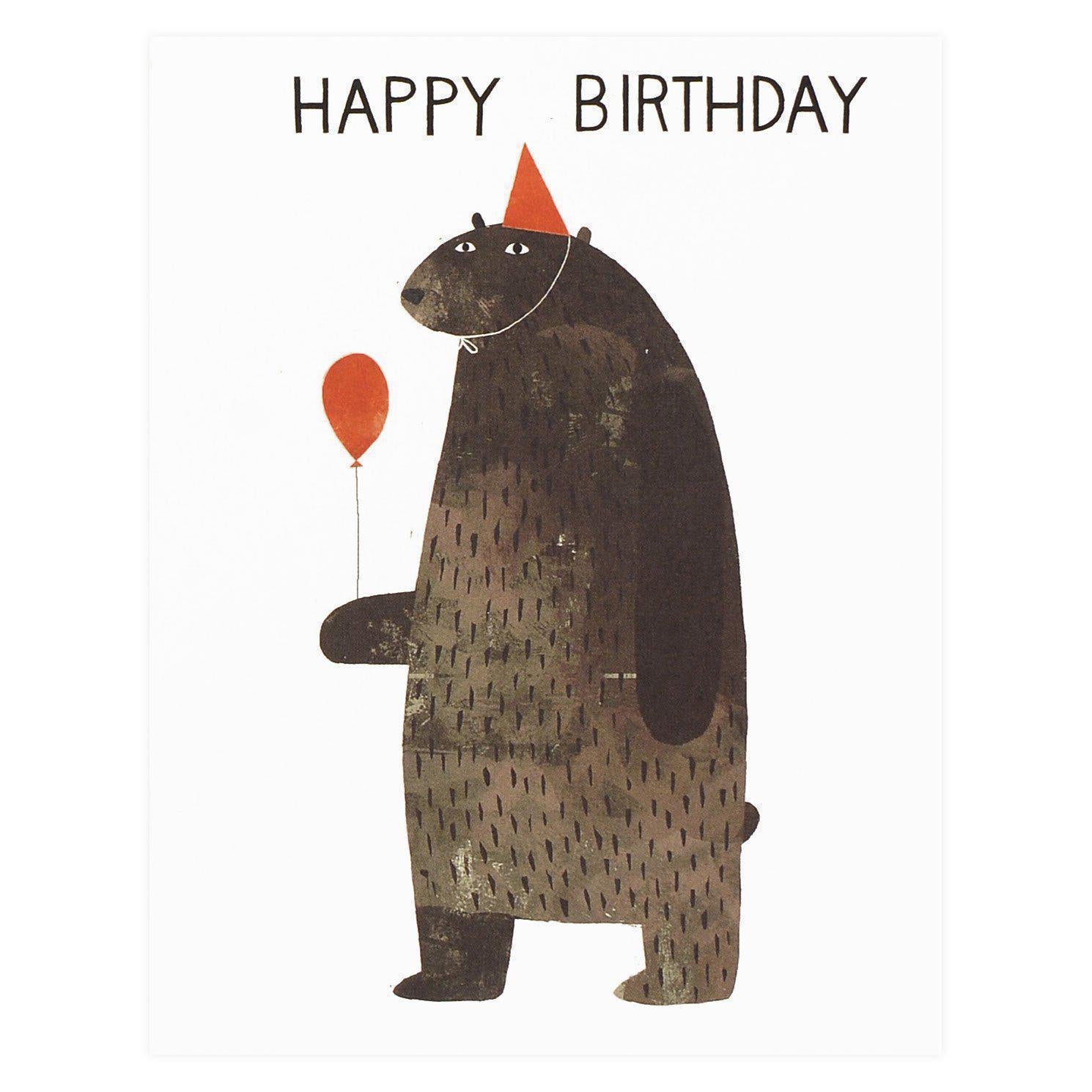 Red Cap Cards Party Bear Birthday Card