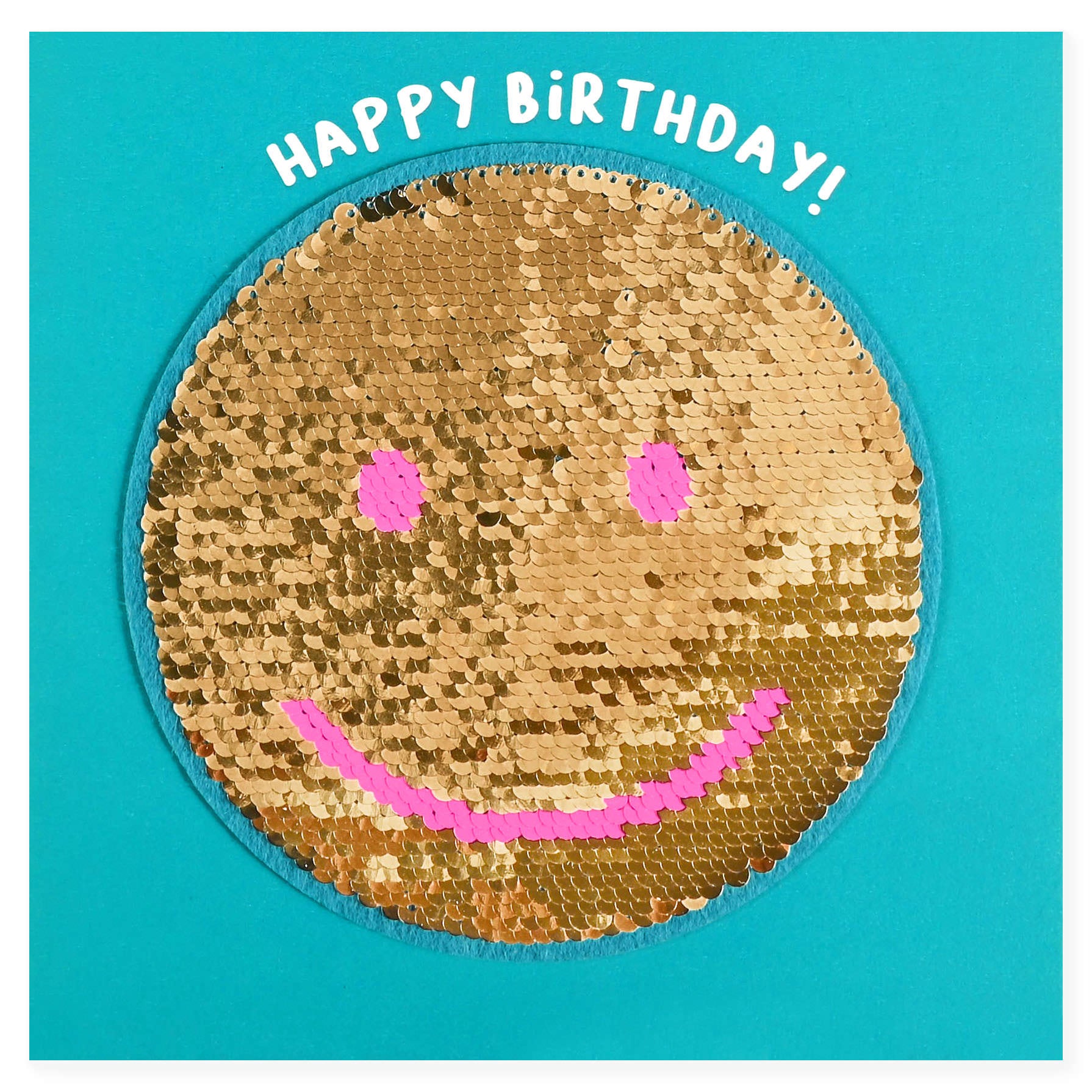 Redback Cards Smiley Birthday Card With Reusable Adhesive Sequin Patch