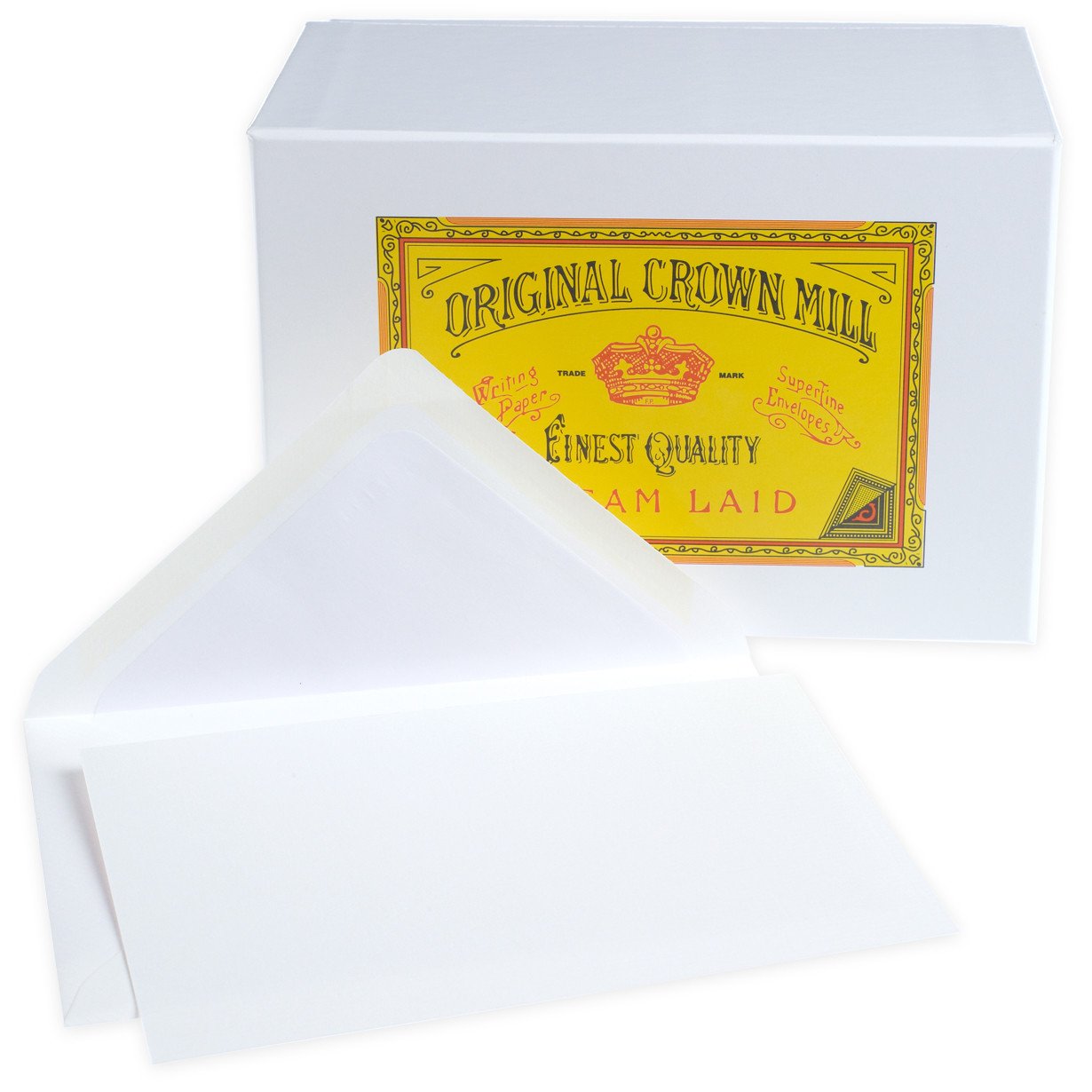 Crown Mill Classic Laid Note Card Presentation Box White