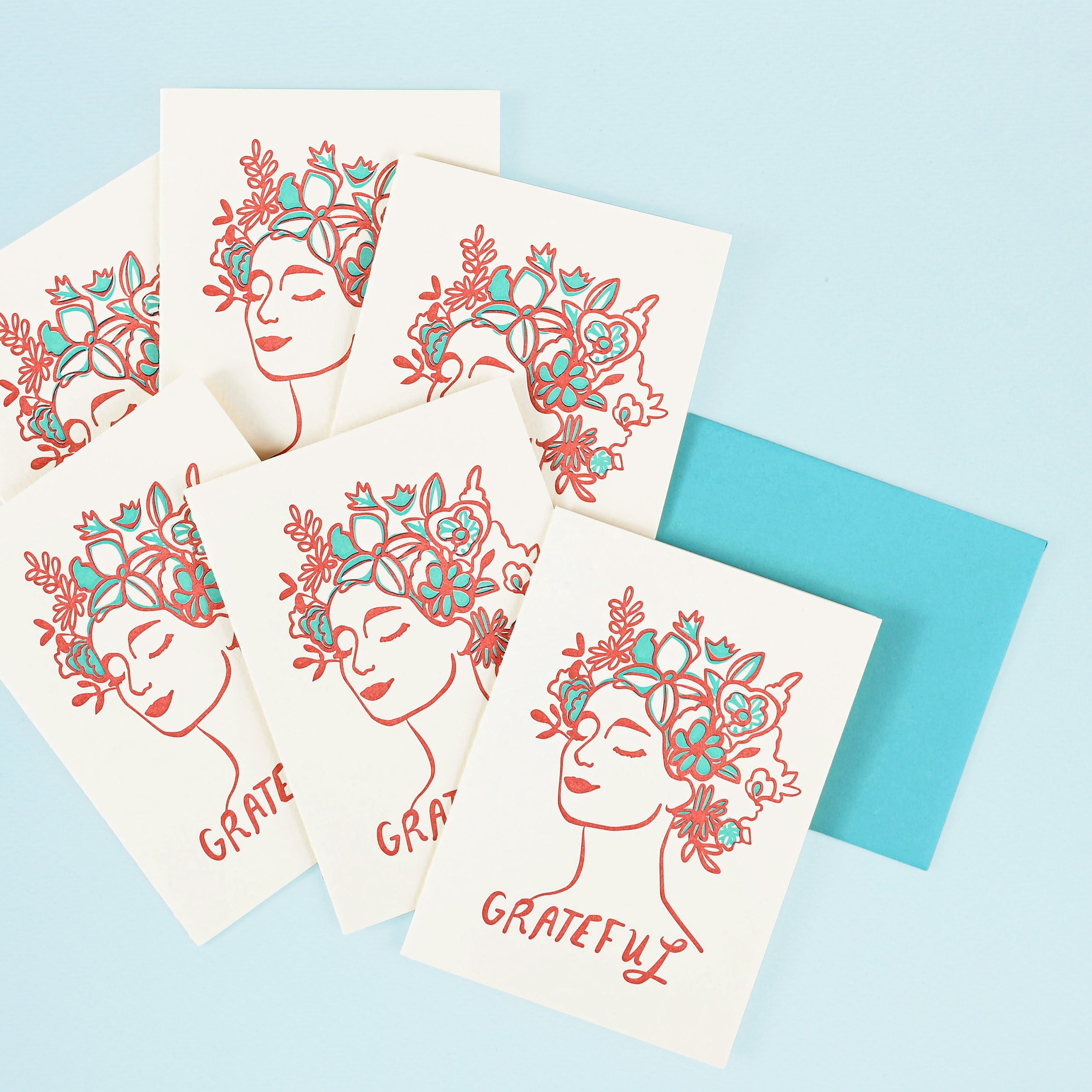 Wolf & Wren Press Grateful Woman Folded Thank You Cards Boxed