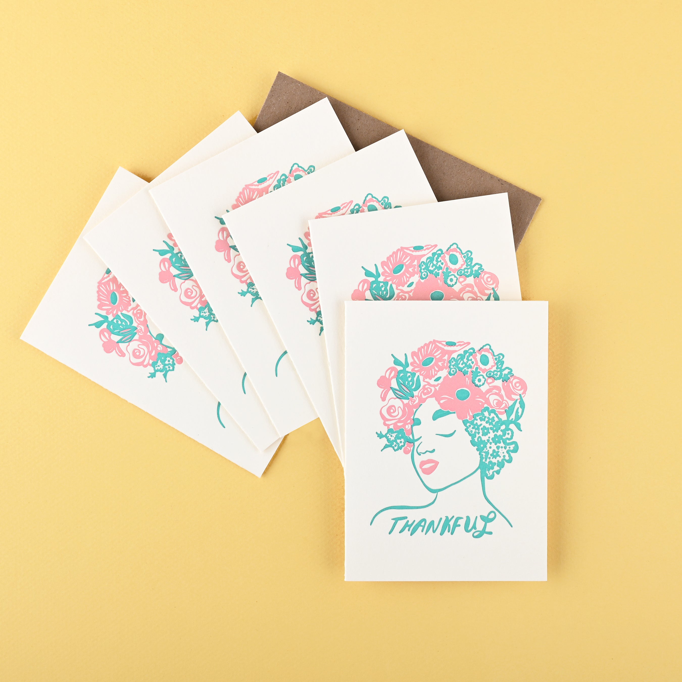 Wolf & Wren Press Thankful Woman Folded Thank You Cards Boxed