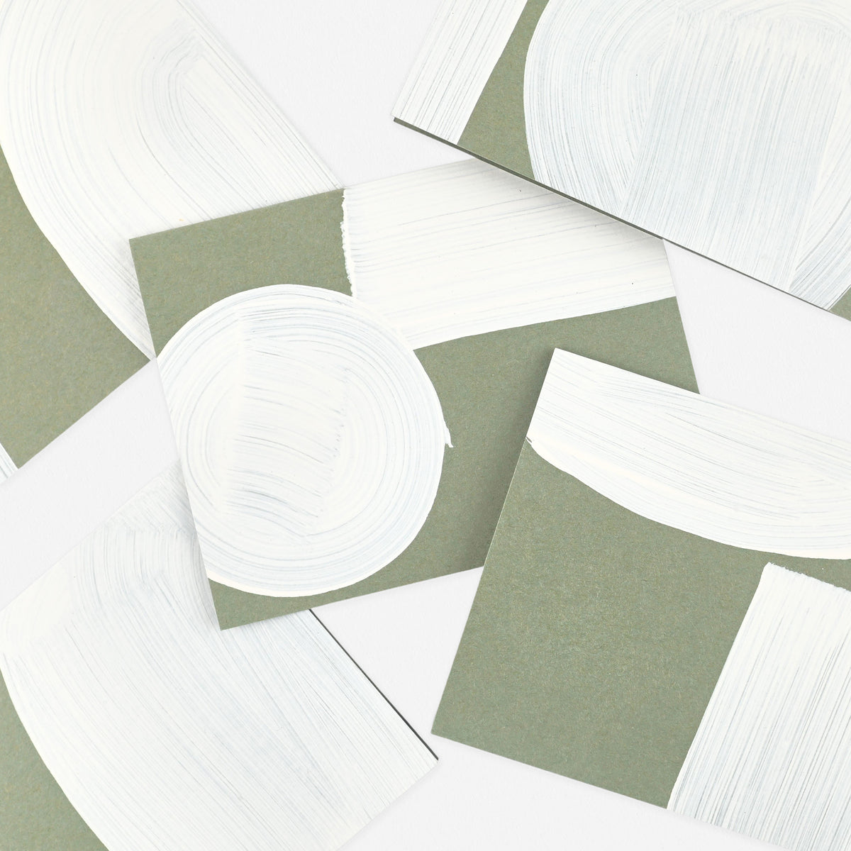Moglea Olive Hand-Painted Folded Note Cards Boxed