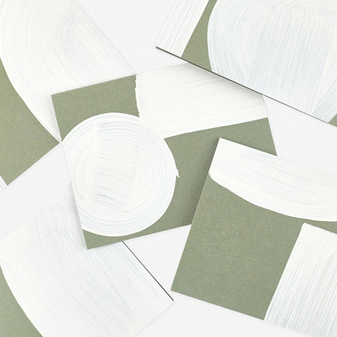 Moglea Olive Hand-Painted Folded Note Cards Boxed