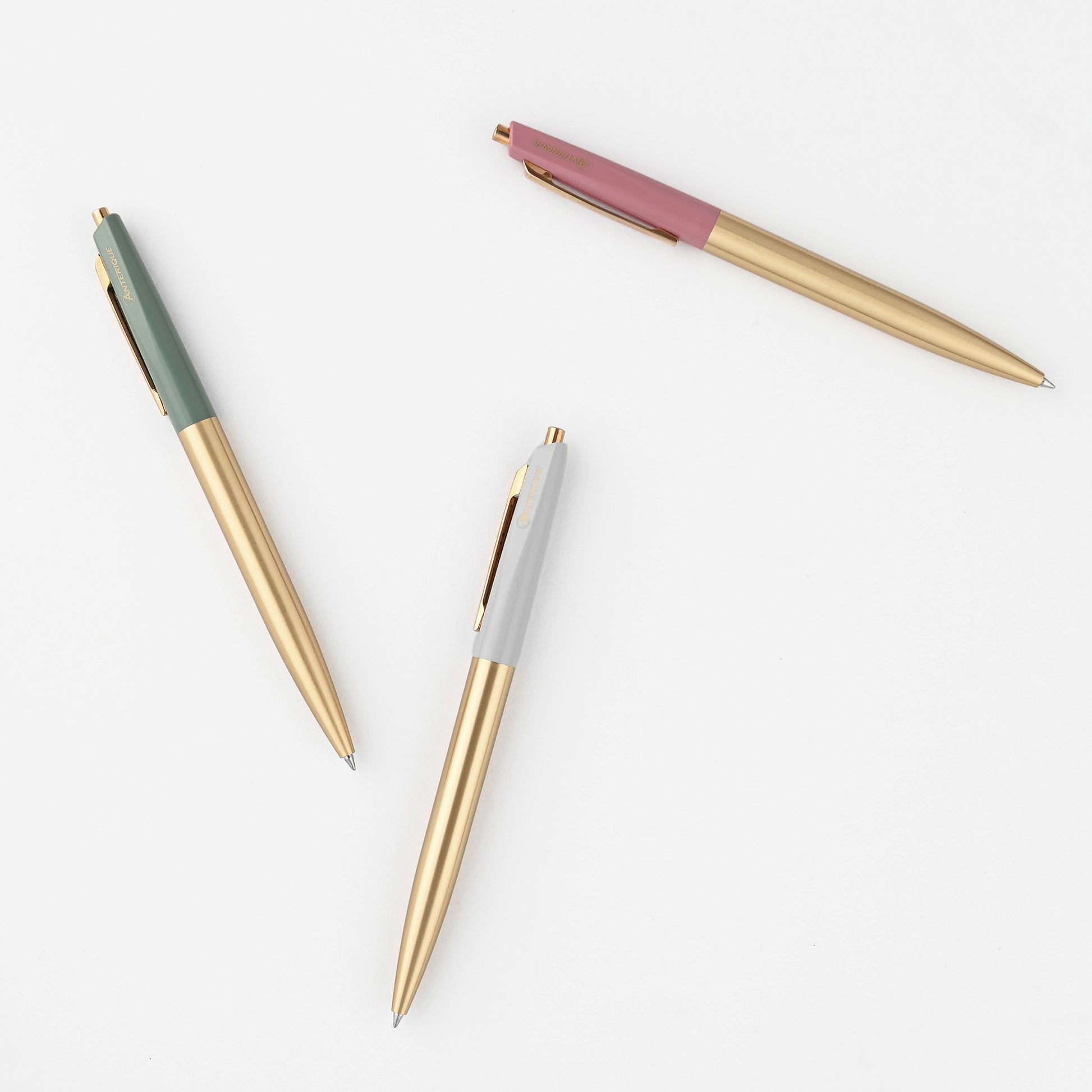 Anterique Ballpoint Pen Brass Edition | Sage Green, Pearl Grey Or Brick Red 