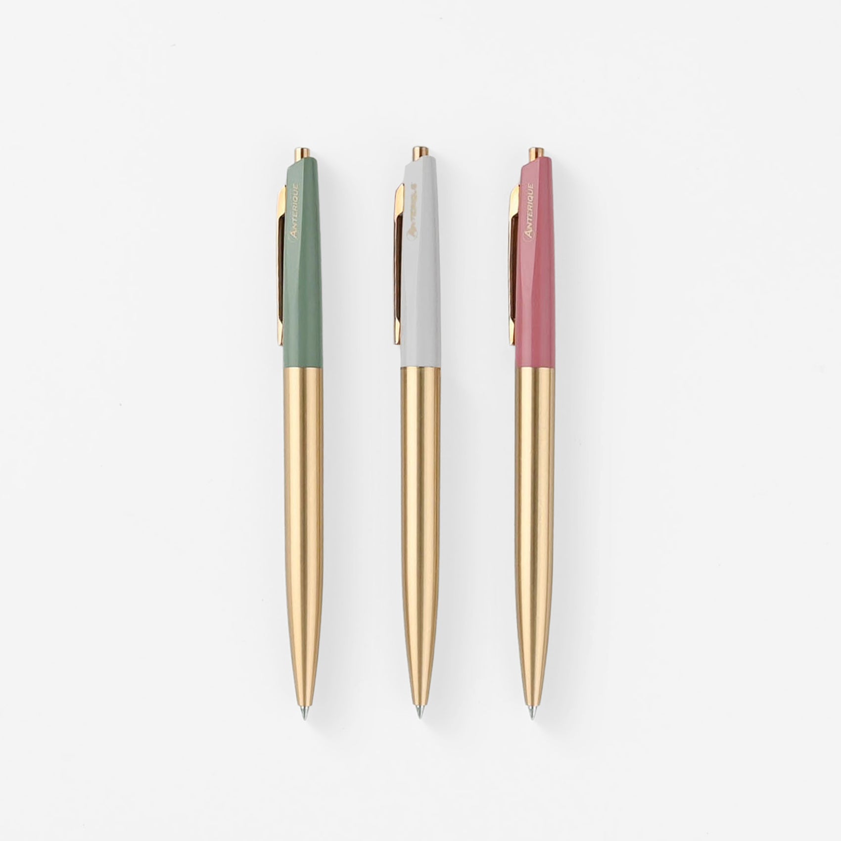 Ballpoint Pen Brass Edition | Sage Green, Pearl Grey Or Brick Red