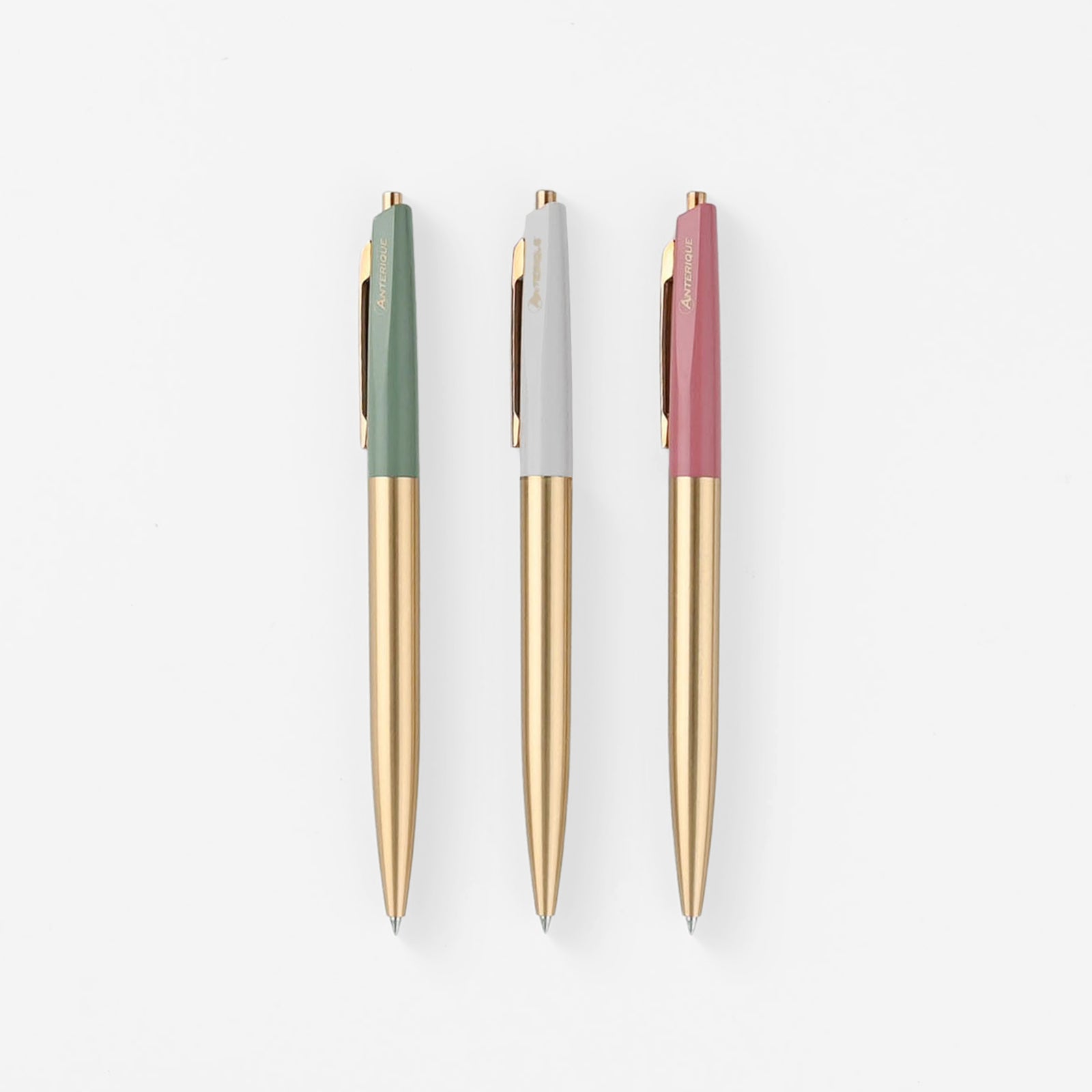 Anterique Ballpoint Pen Brass Edition | Sage Green, Pearl Grey Or Brick Red 