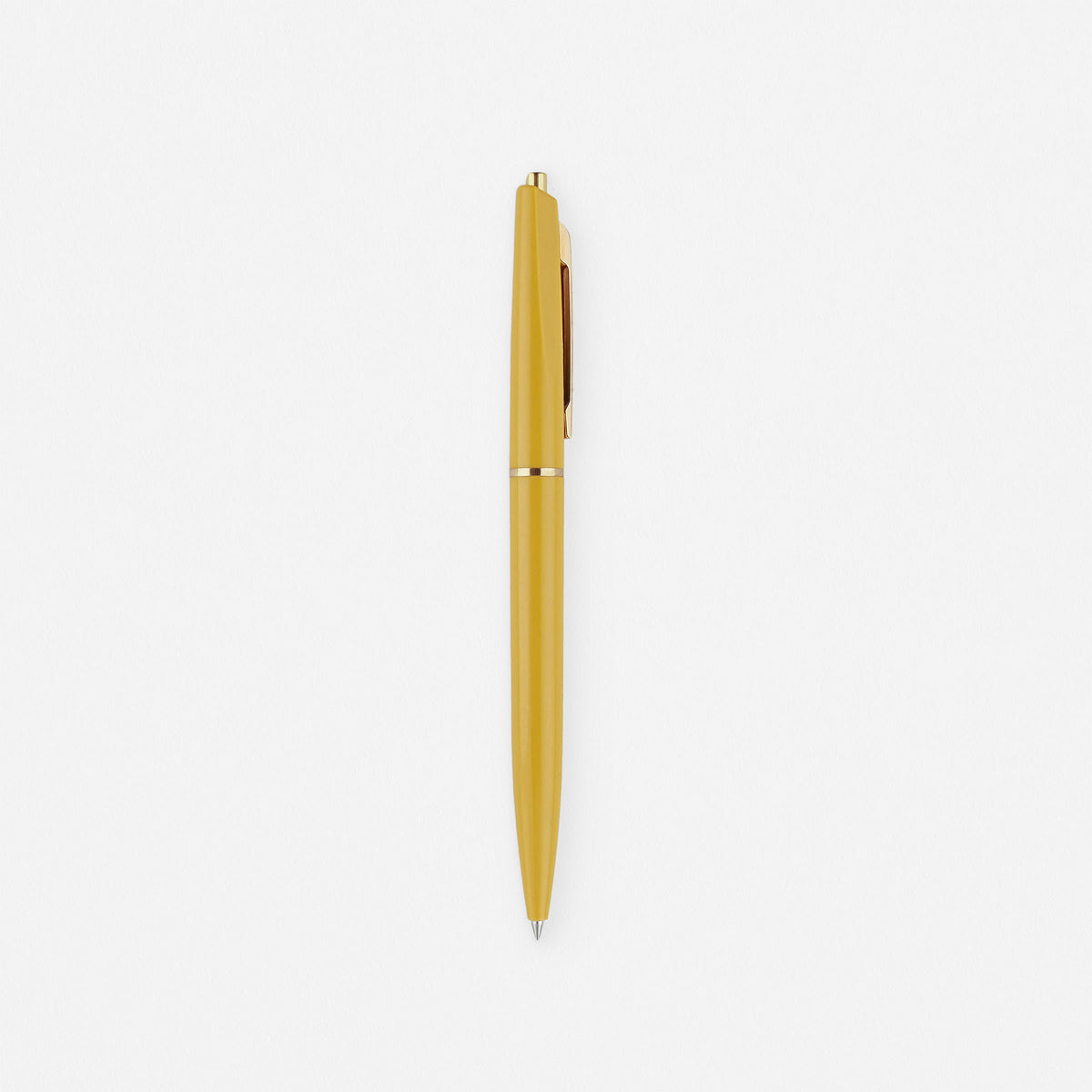 Anterique Ballpoint Pen in mustard yellow, brass accents
