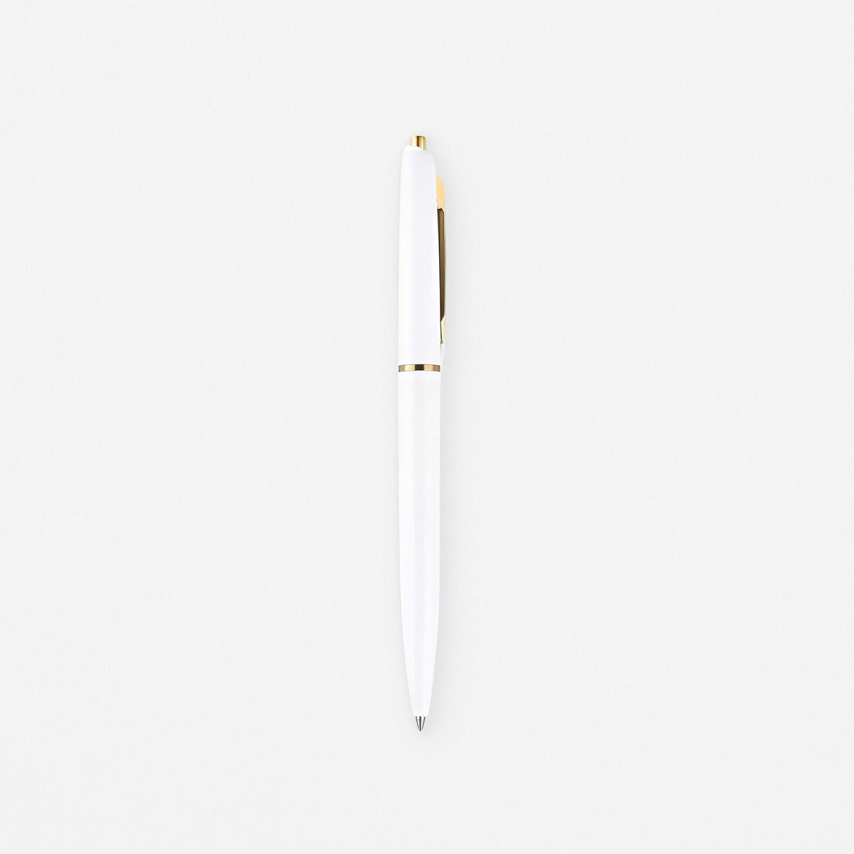 Anterique Ballpoint Pen in snow white, brass accents