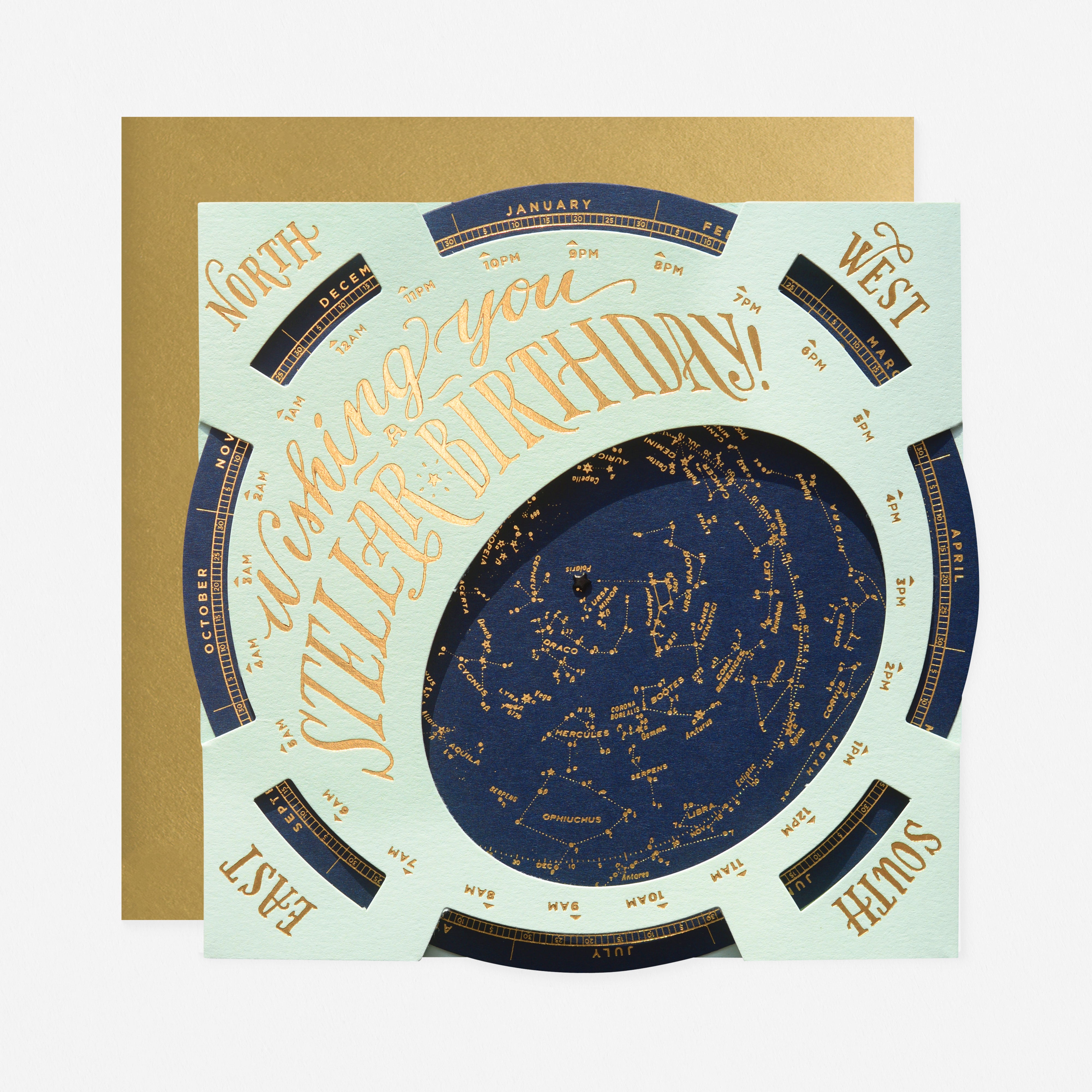 Ladyfingers Letterpress Handmade Birthday Planisphere Greeting Card