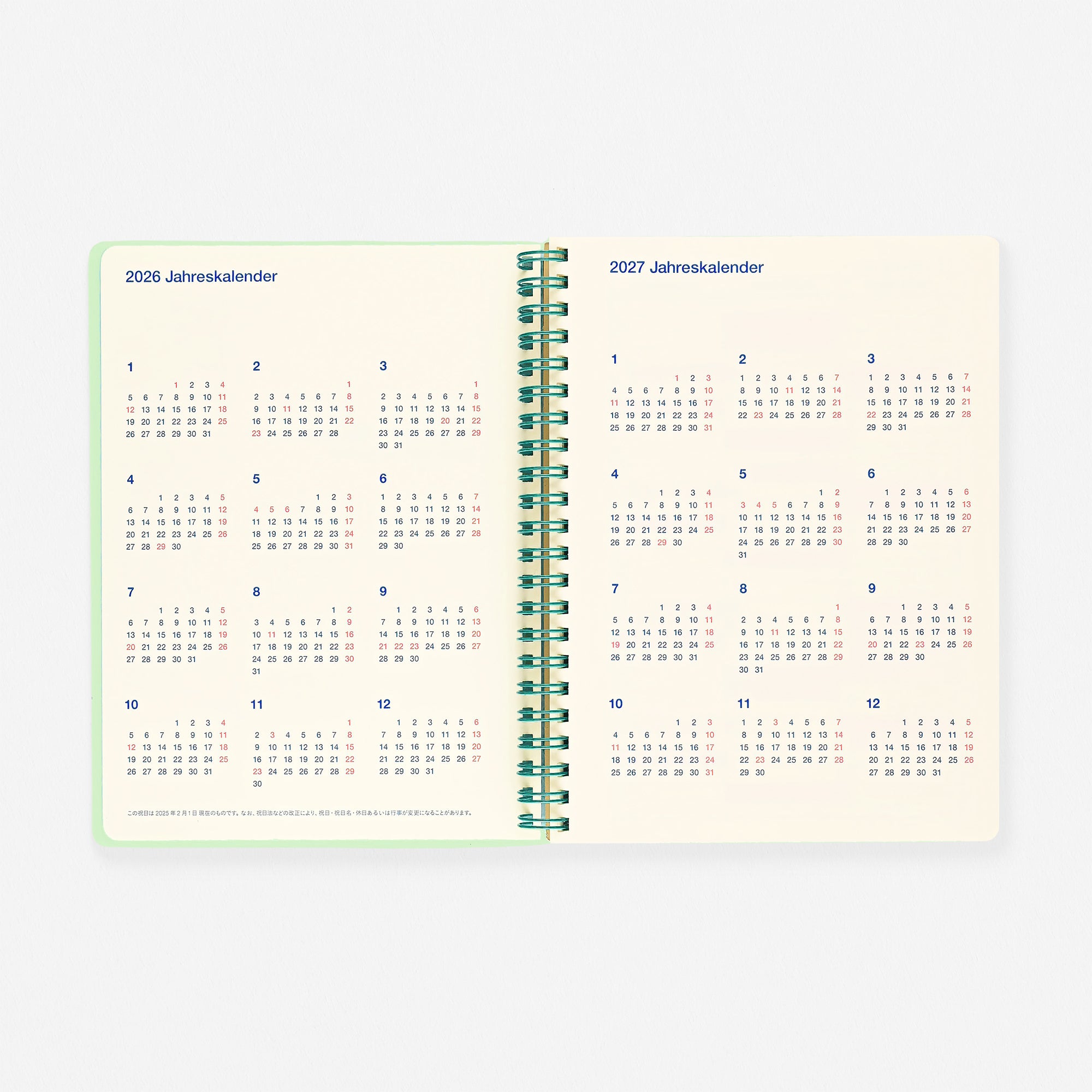 Rollbahn 2026  Clear Monthly Planner Green | Medium, A5 Or Slim