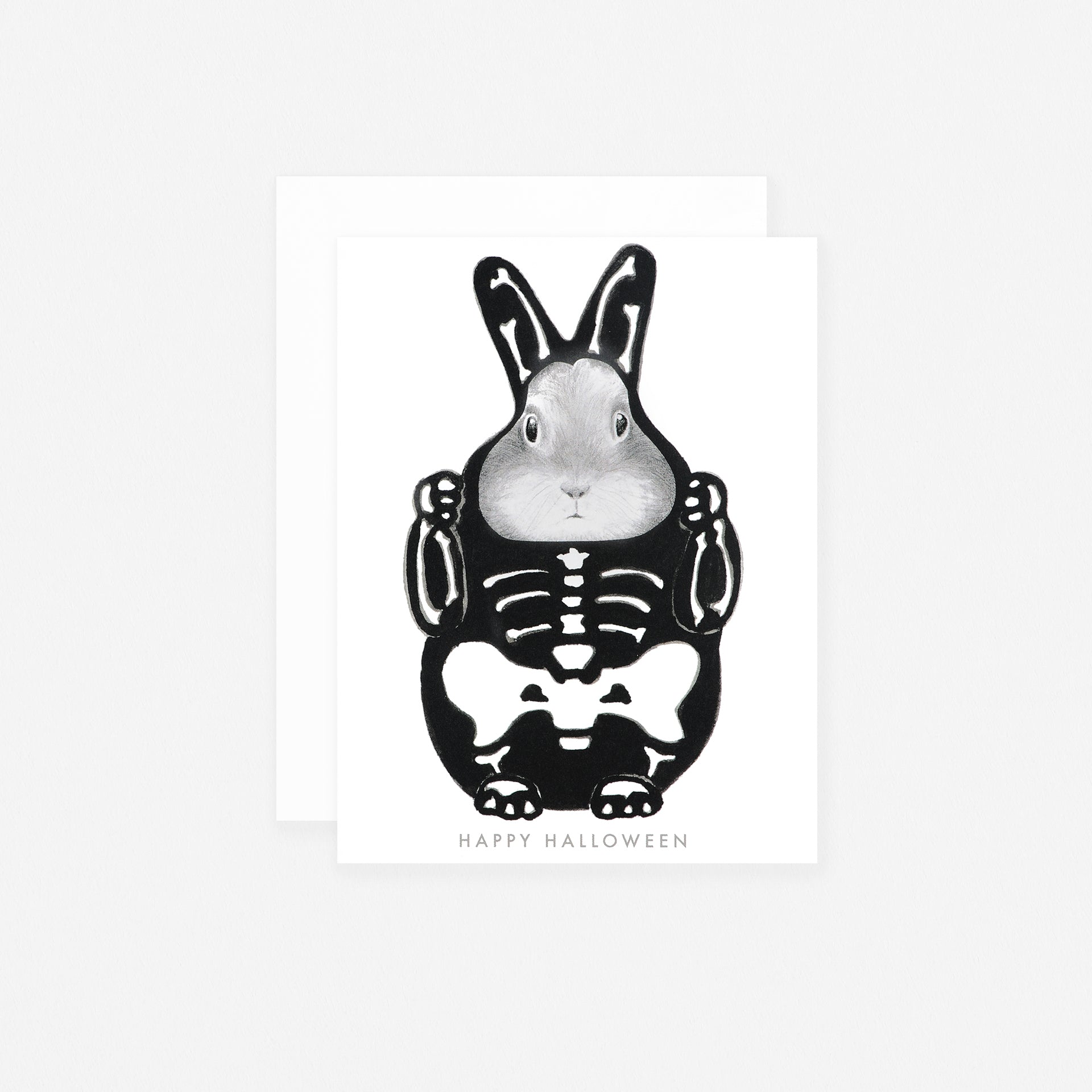Dear Hancock Skeleton Costume Bunny Halloween Card
