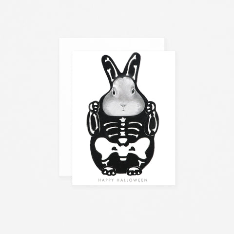 Dear Hancock Skeleton Costume Bunny Halloween Card