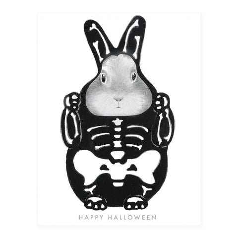 Dear Hancock Skeleton Costume Bunny Halloween Card