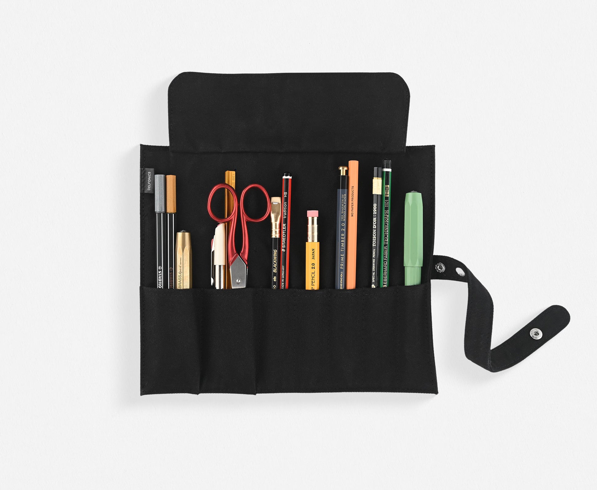 Delfonics Roll Pen Case | Black, Beige, Red, Denim Stripe Or Yellow 