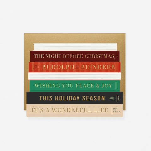 Ginger P. Designs Holiday Books Die-Cut Greeting Card 