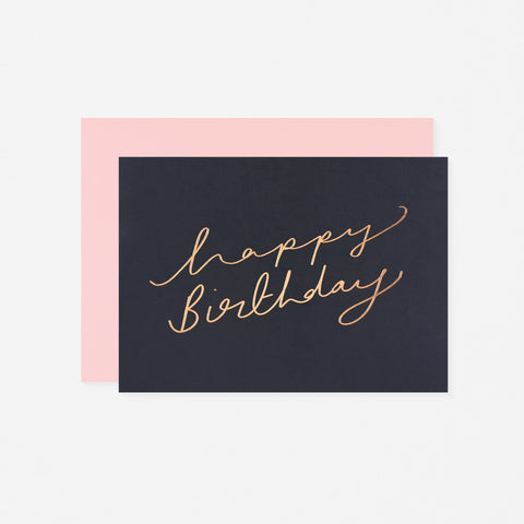 Katie Leamon Happy Birthday Scroll Script Flint Greeting Card