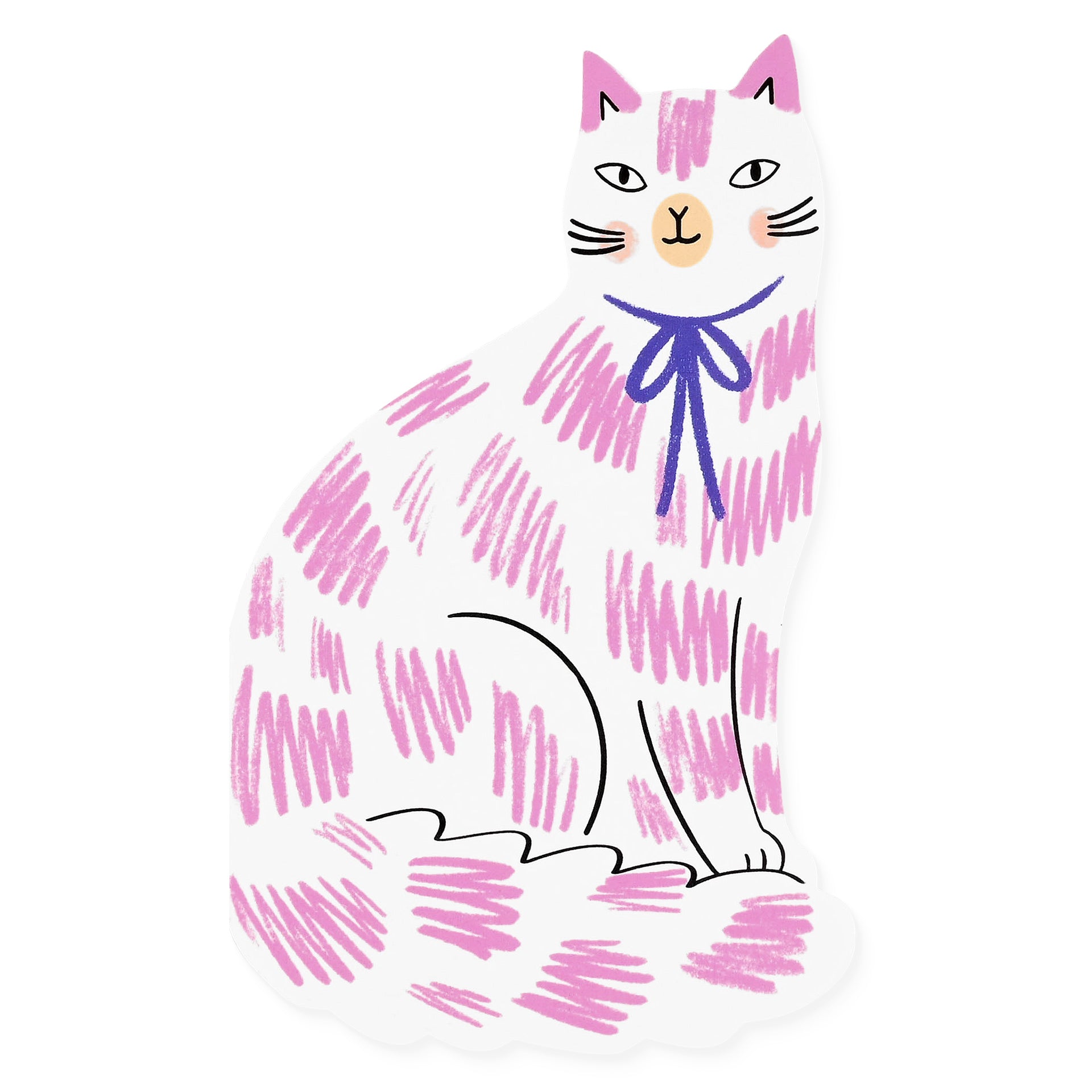 Kitty Kenda Paper Goods Sitting Kitty Pink & White Die-Cut Greeting Card 