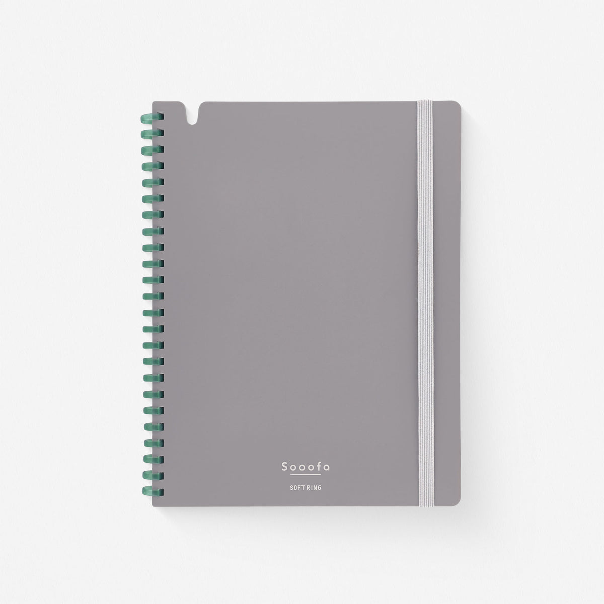Sooofa Soft Ring Notebook Grey With Green Spiral