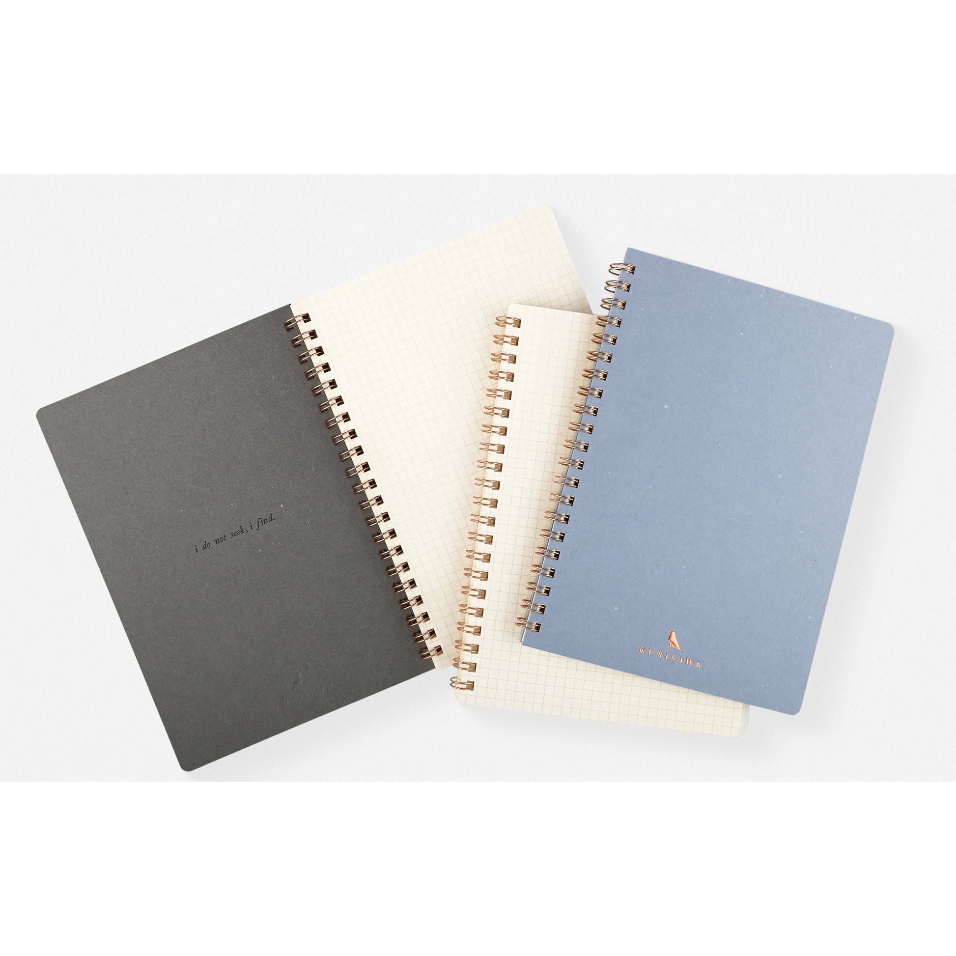Kunisawa Find Ring Note Notebook A5 Or Executive | Grey, White, Charcoal, Blue Mist Or Indigo 