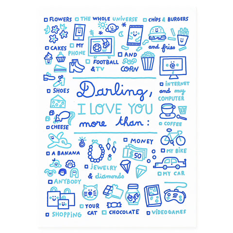 Letterpress De Paris Darling I Love You More Than Greeting Card 