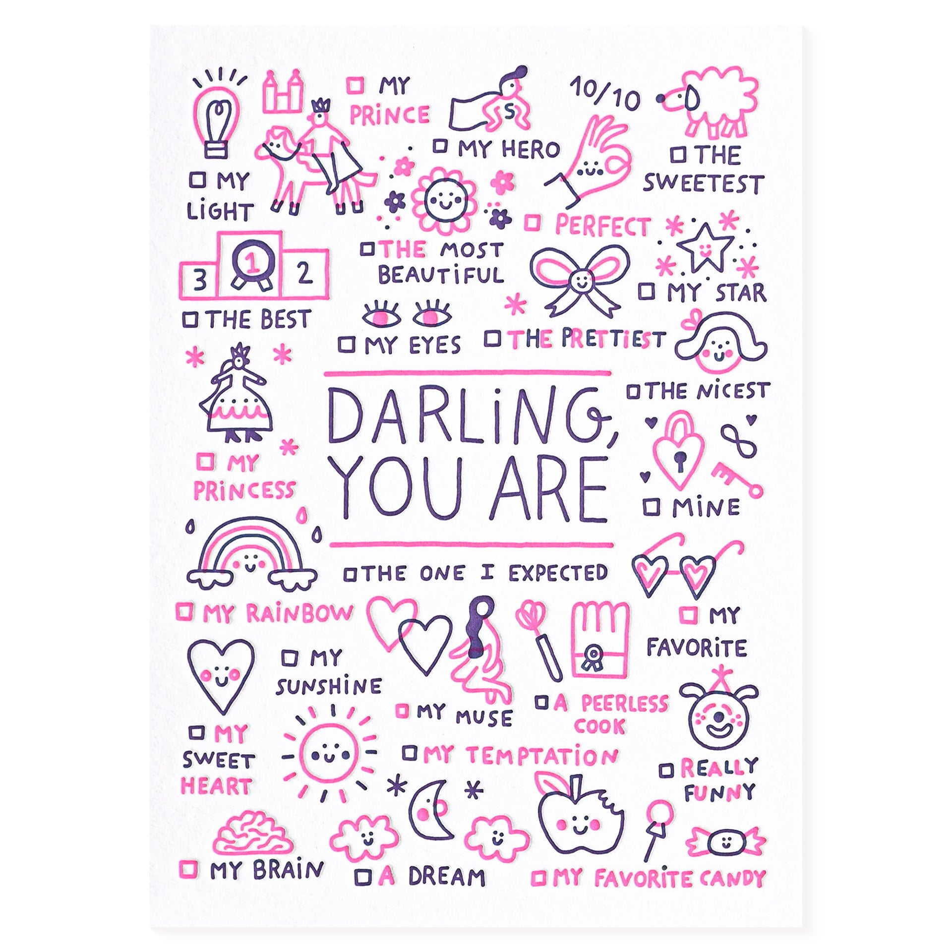 Letterpress De Paris Darling You Are Greeting Card 