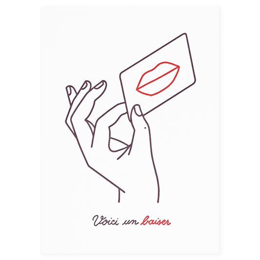Letterpress De Paris Here's A Kiss Greeting Card 
