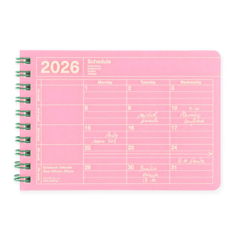 MARK'S Inc. 2026 Mini Monthly Planner Pink