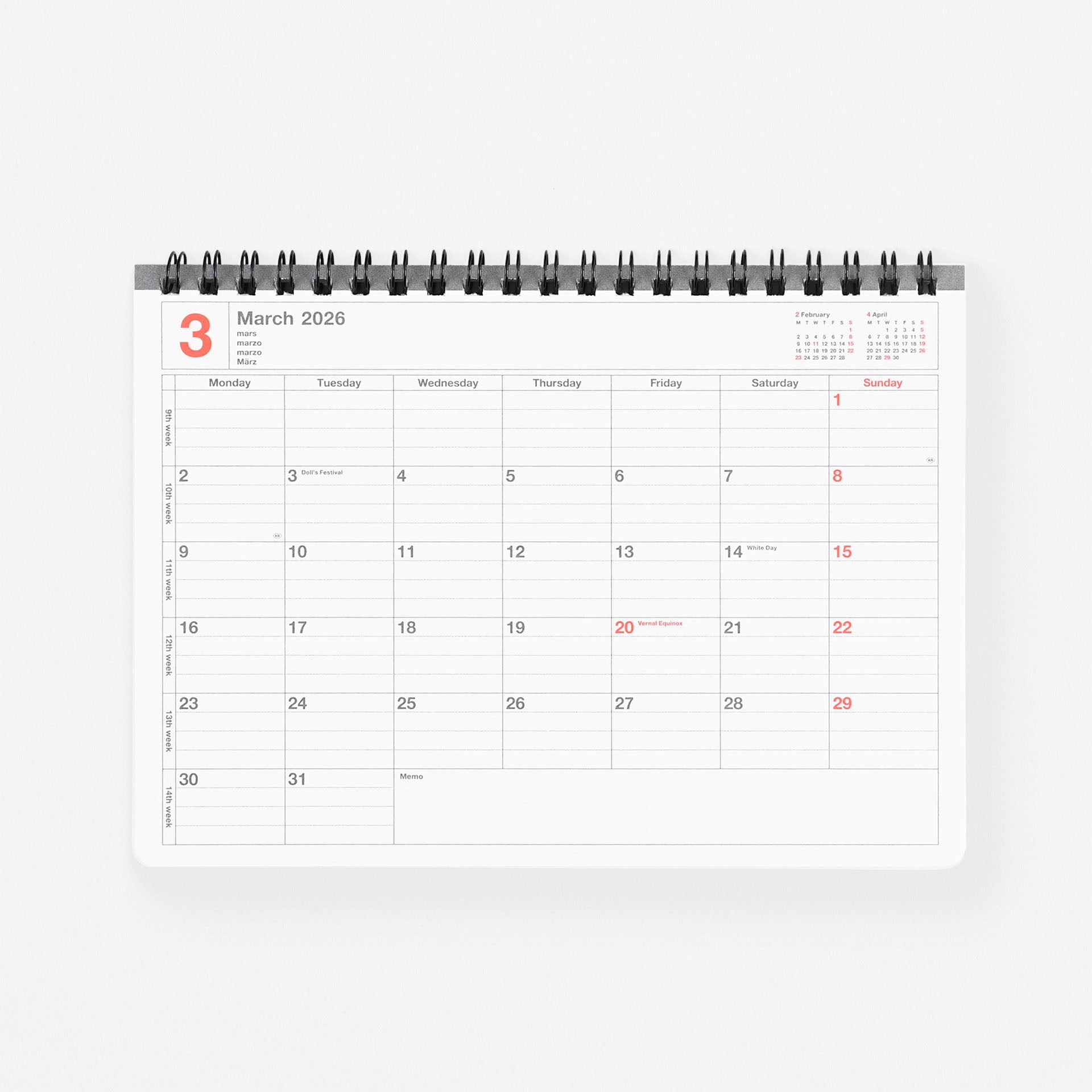 2026 Yoshiki Okamura Small Monthly Calendar | 3 Colorways