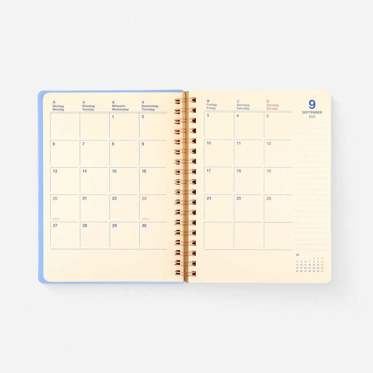 2027 Rollbahn Monthly Planner Clear Blue | 2 Sizes
