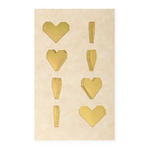 Nandaka Spinning Heart Holographic Metallic Gold Greeting Card