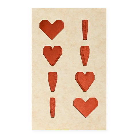 Nandaka Spinning Heart Metallic Red Greeting Card