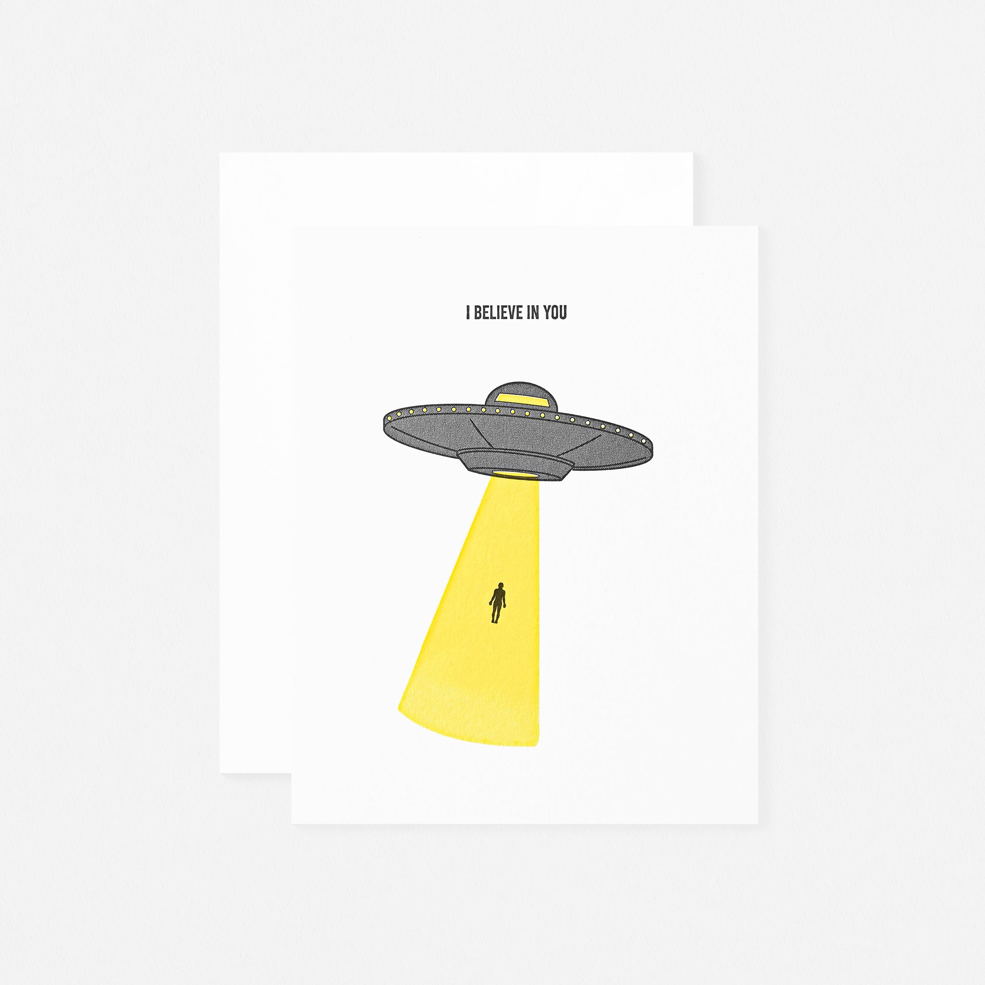 Quick Brown Fox Letterpress UFO Greeting Card 