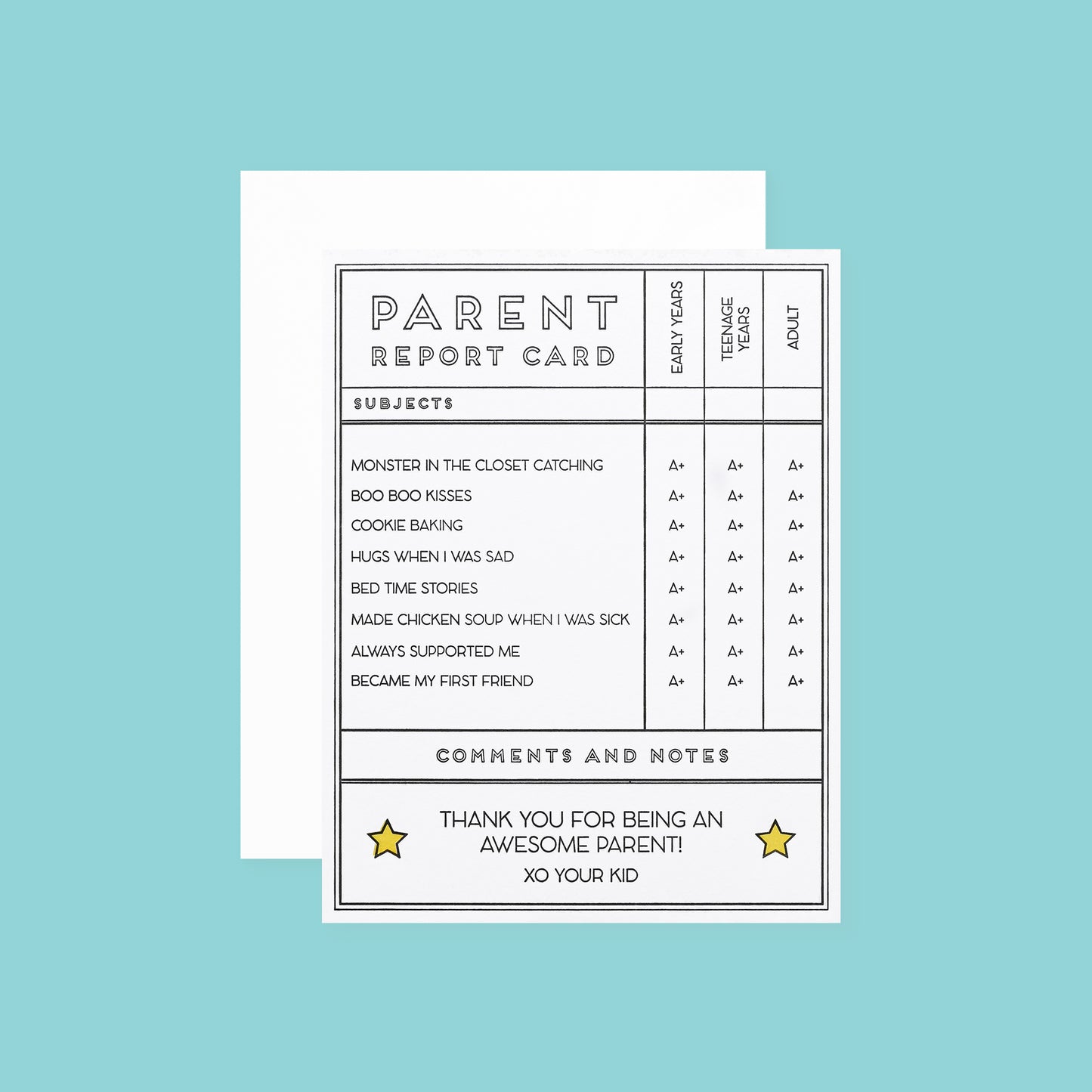 Quick Brown Fox Letterpress Parent Report Card Greeting Card 