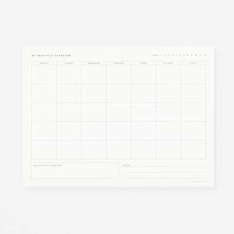 Ramona & Ruth Monthly Overview Notepad