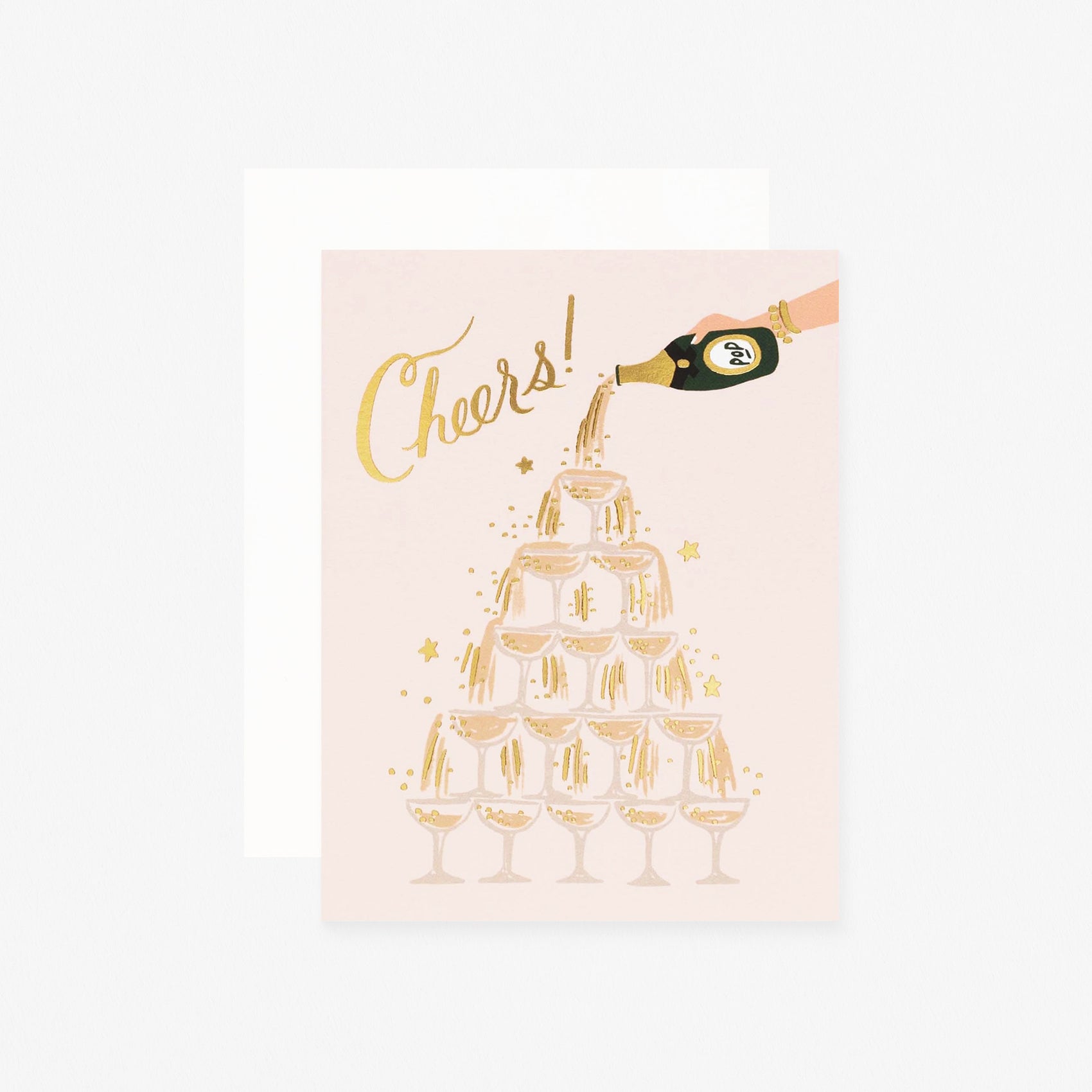 Champagne Tower Cheers Wedding Card