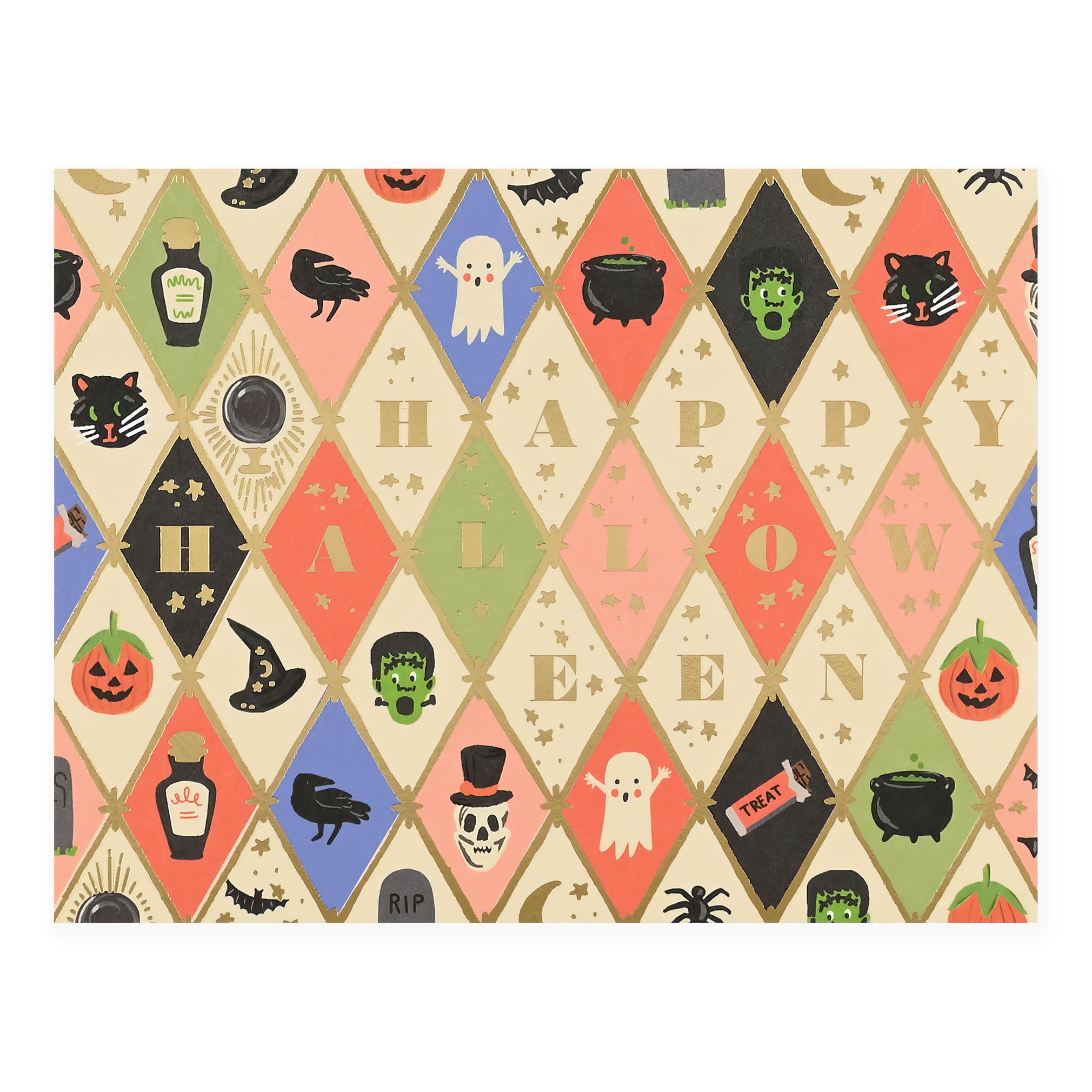 Halloween Argyle Greeting Card