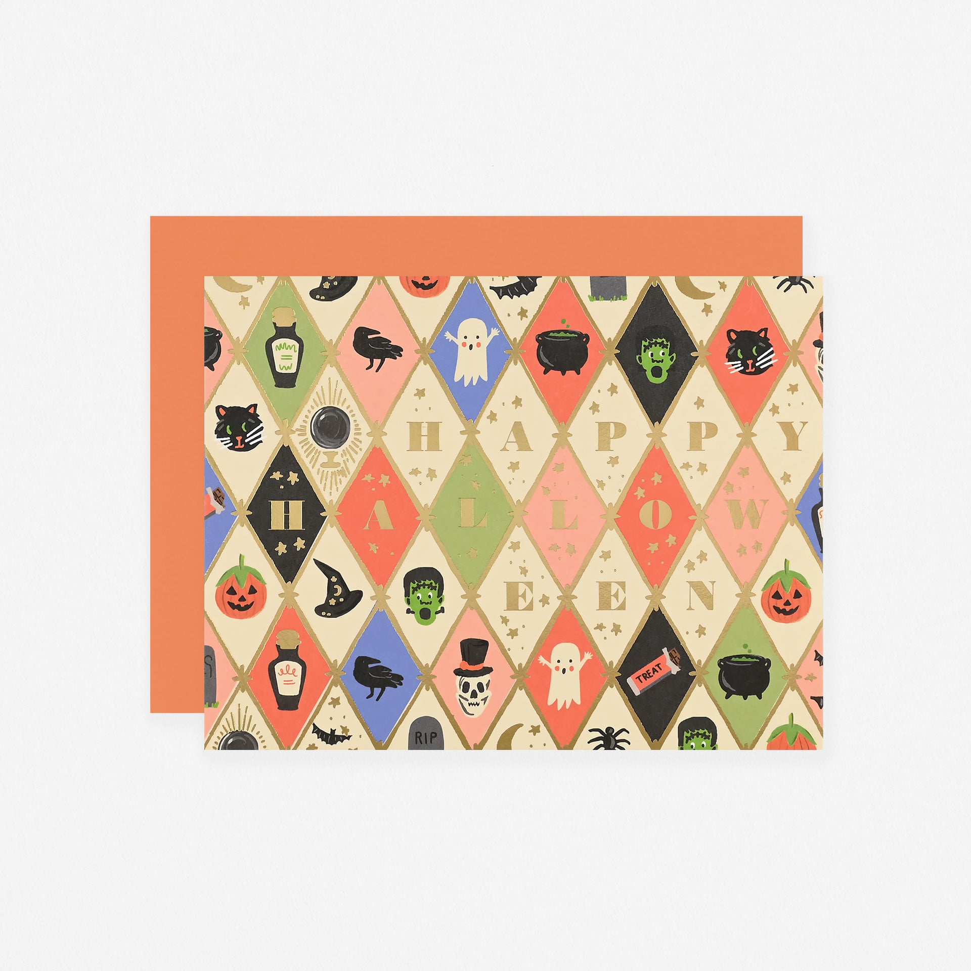 Halloween Argyle Greeting Card
