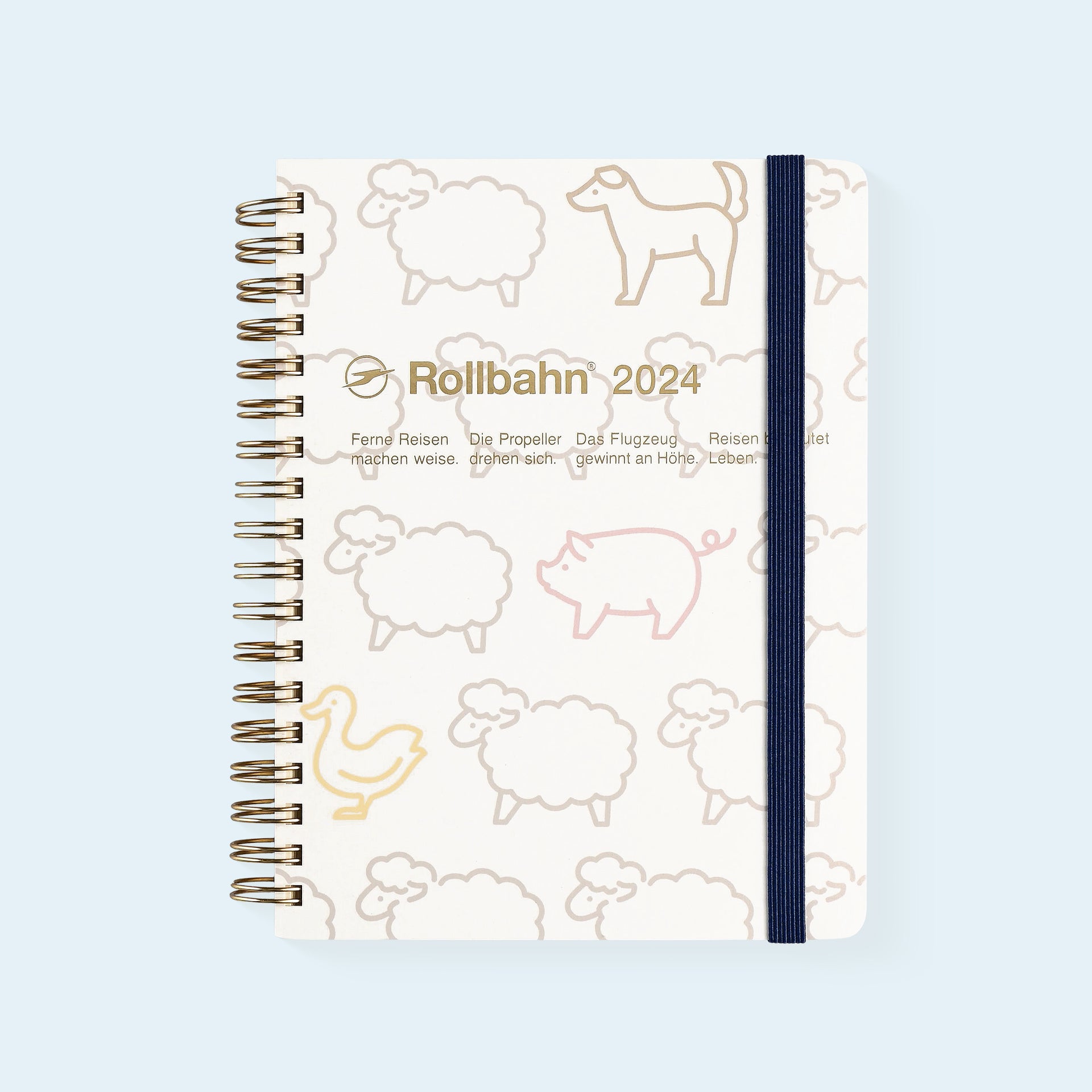 Delfonics Rollbahn 2024 Monthly Planner Pajamas Farm Animals  Large 