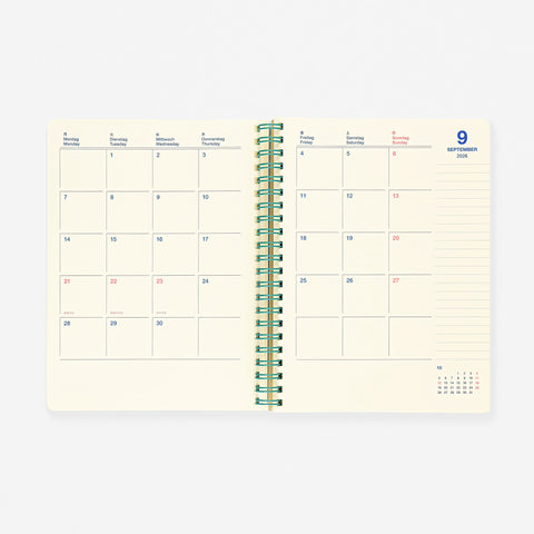 Delfonics Rollbahn 2026 Clear Monthly Planner Green | A5 Or Slim